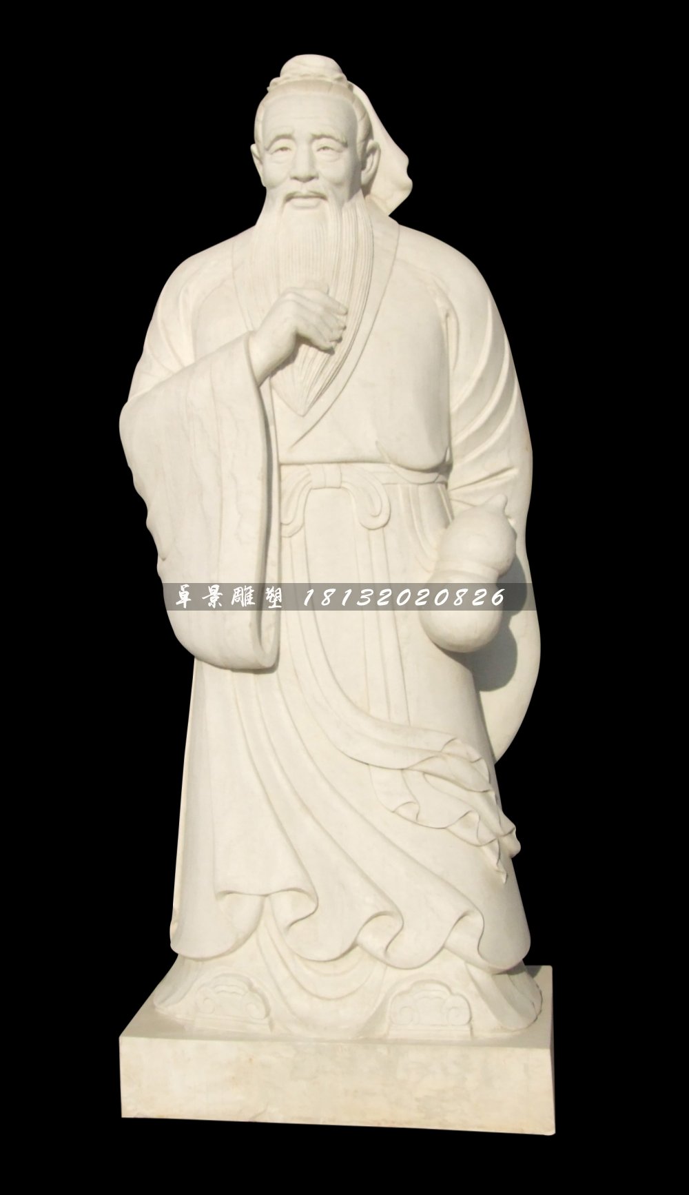 漢白玉古代人物石雕，孫思邈石雕