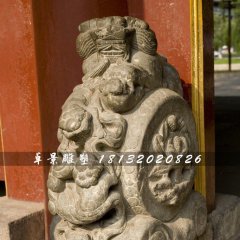 抱鼓石雕塑，仿古石門墩雕塑