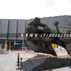 打籃球銅雕，廣場運(yùn)動雕塑
