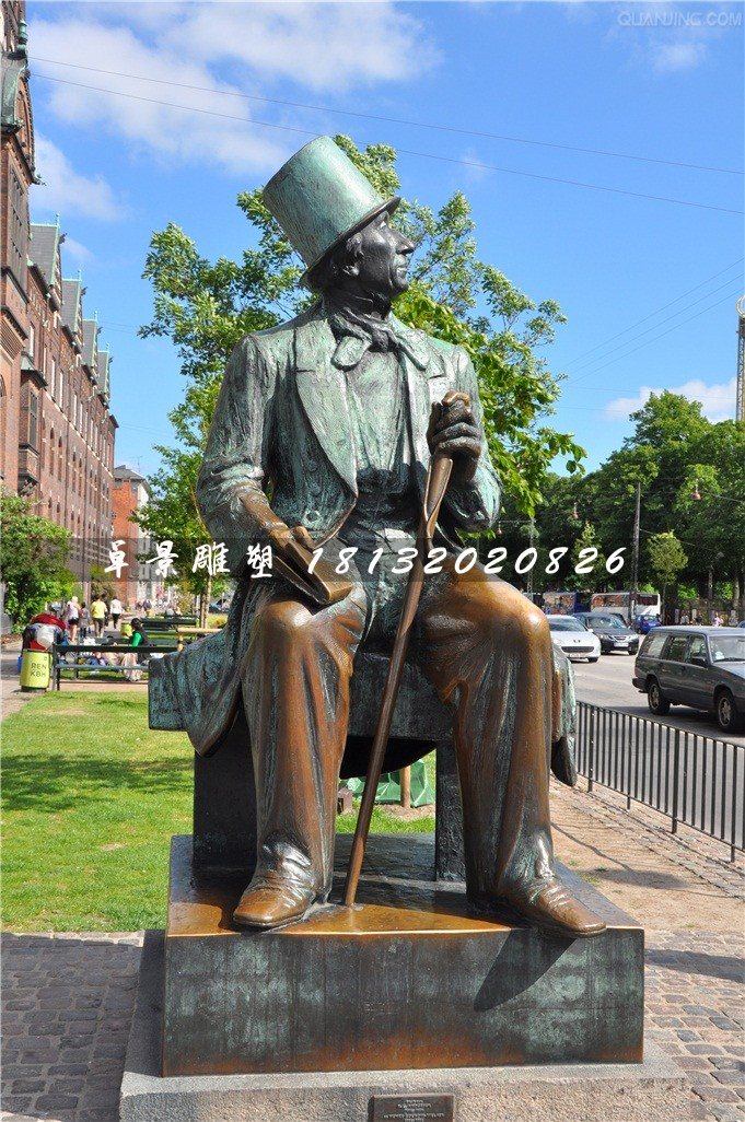 安徒生銅雕，西方童話作家銅雕 (2)