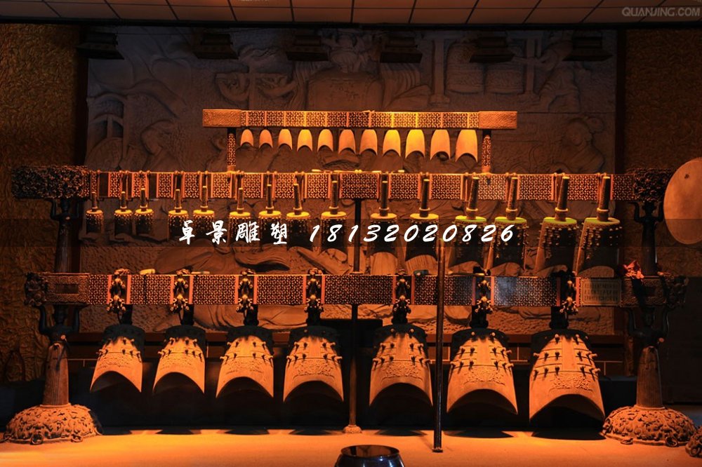 編鐘銅雕，古代樂器銅雕 (1)