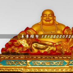 玻璃鋼彌勒佛，貼金彩繪佛像雕塑