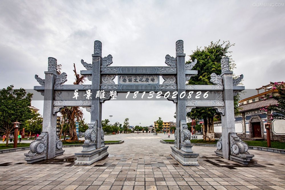 廣場石牌坊，三門石牌坊雕塑 (1)