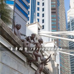 小孩跳水銅雕，街邊景觀銅雕