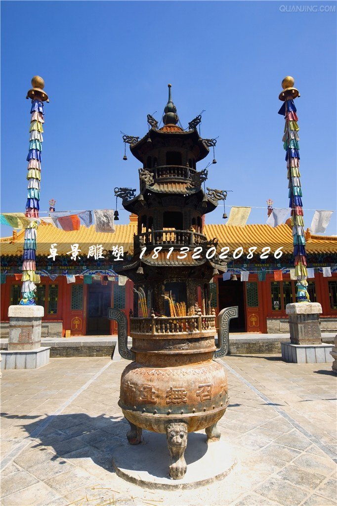 寺廟銅香爐,三足香爐銅雕