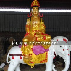 玻璃鋼普賢菩薩雕塑，彩繪佛像雕塑