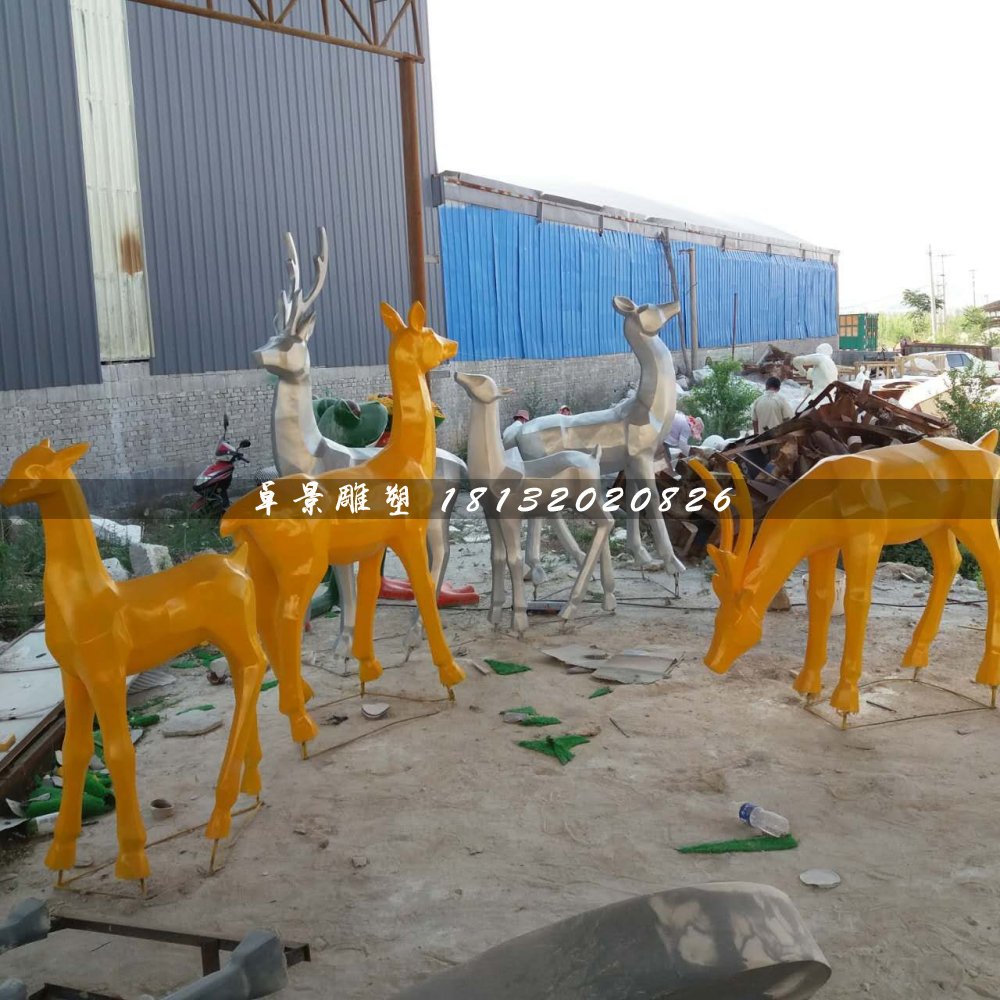 玻璃鋼小鹿雕塑，抽象動(dòng)物雕塑 (2)
