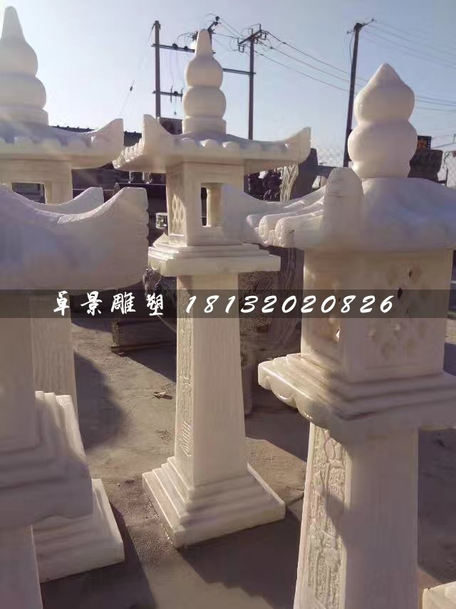 漢白玉石燈，園林景觀石雕