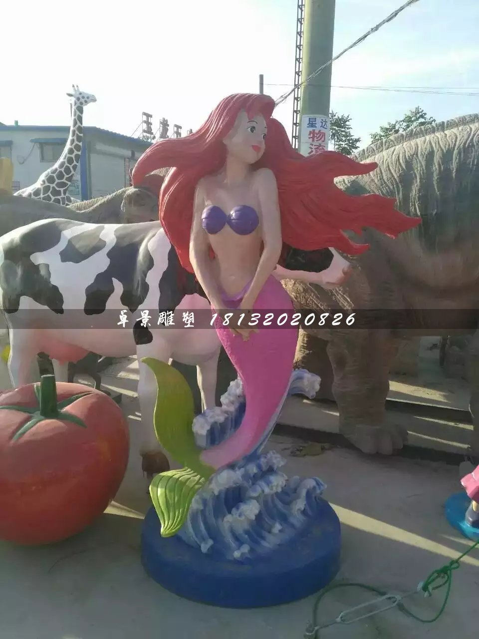 美人魚(yú)雕塑，玻璃鋼卡通雕塑