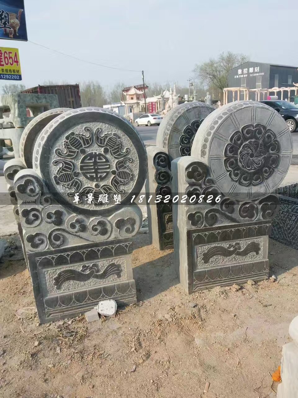 門墩石雕，青石仿古門鼓