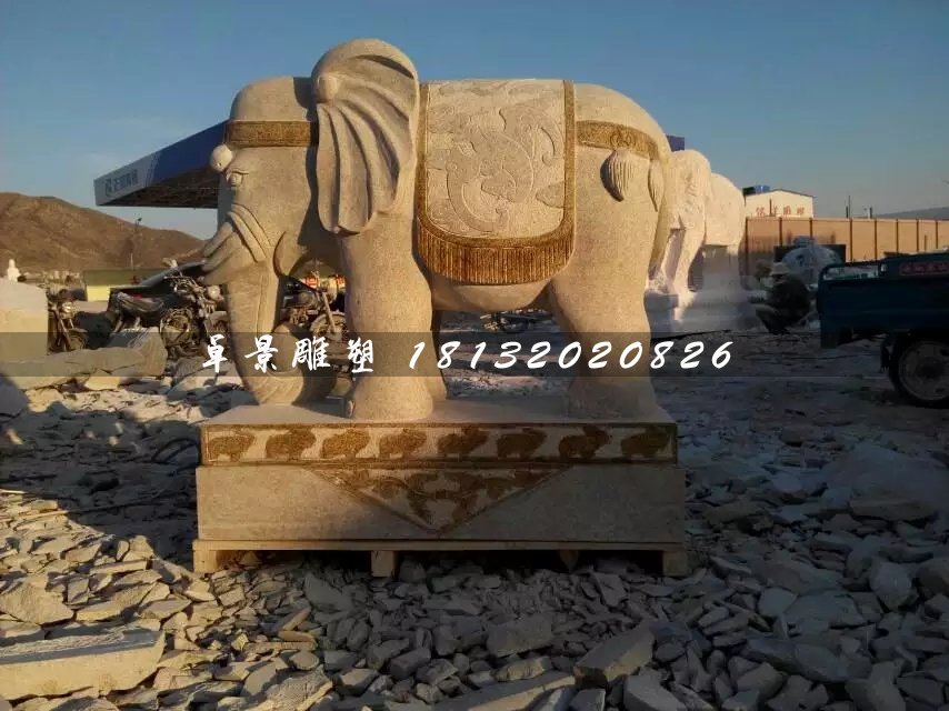 大象石雕，大型動物石雕 (1)