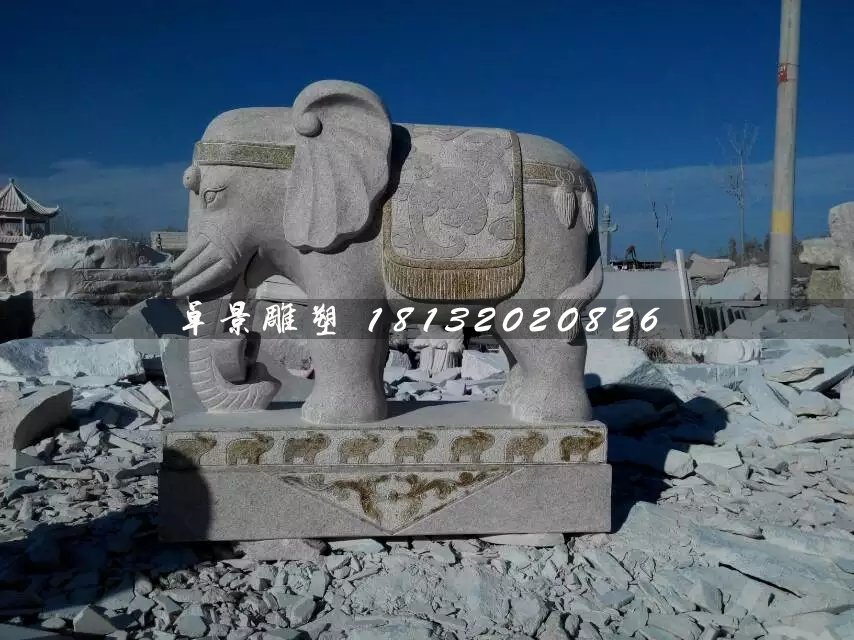 大象石雕，大型動物石雕 (2)