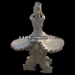 景觀石雕，晚霞紅人物石噴泉