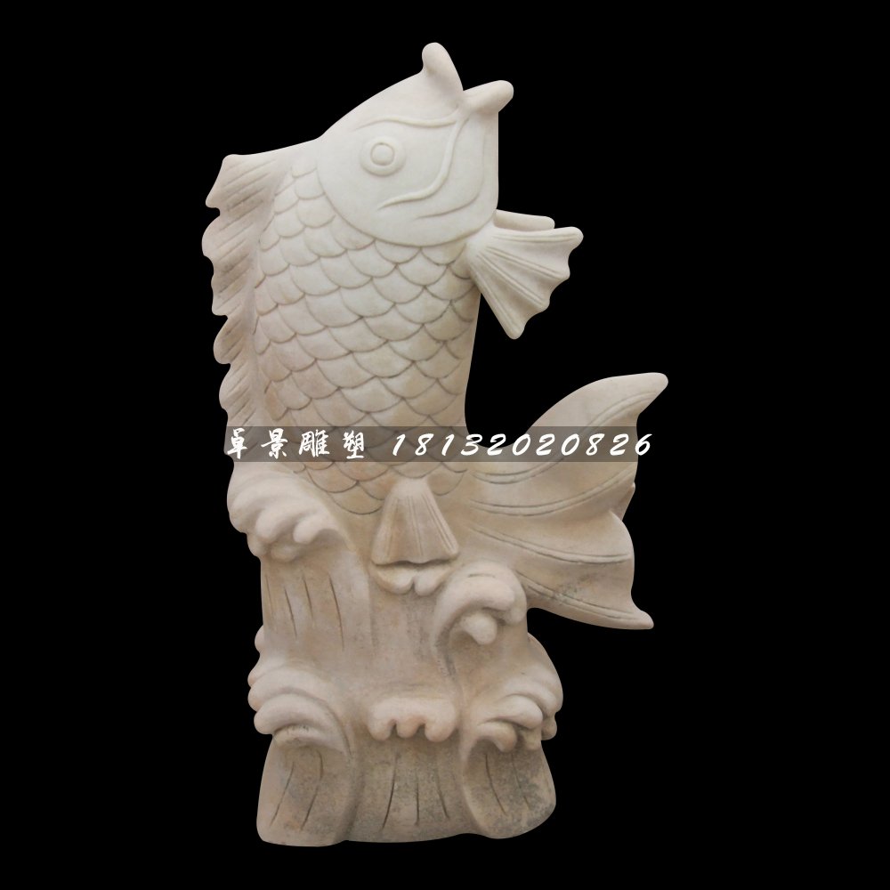 石雕噴泉魚(yú)，公園景觀石雕