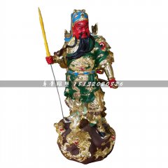 彩繪關公，玻璃鋼武財神雕塑