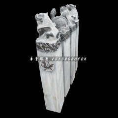 四大神獸拴馬樁，青石拴馬柱