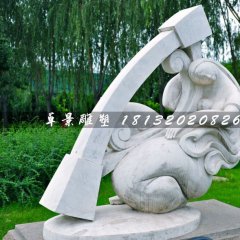 彈豎琴石雕，公園抽象人物石雕