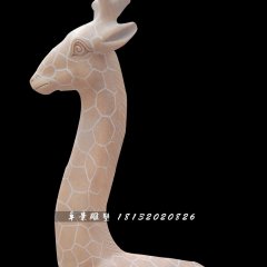 晚霞紅長(zhǎng)頸鹿石雕，公園動(dòng)物石雕