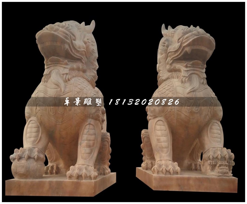 麒麟雕塑，晚霞紅麒麟，瑞獸石雕