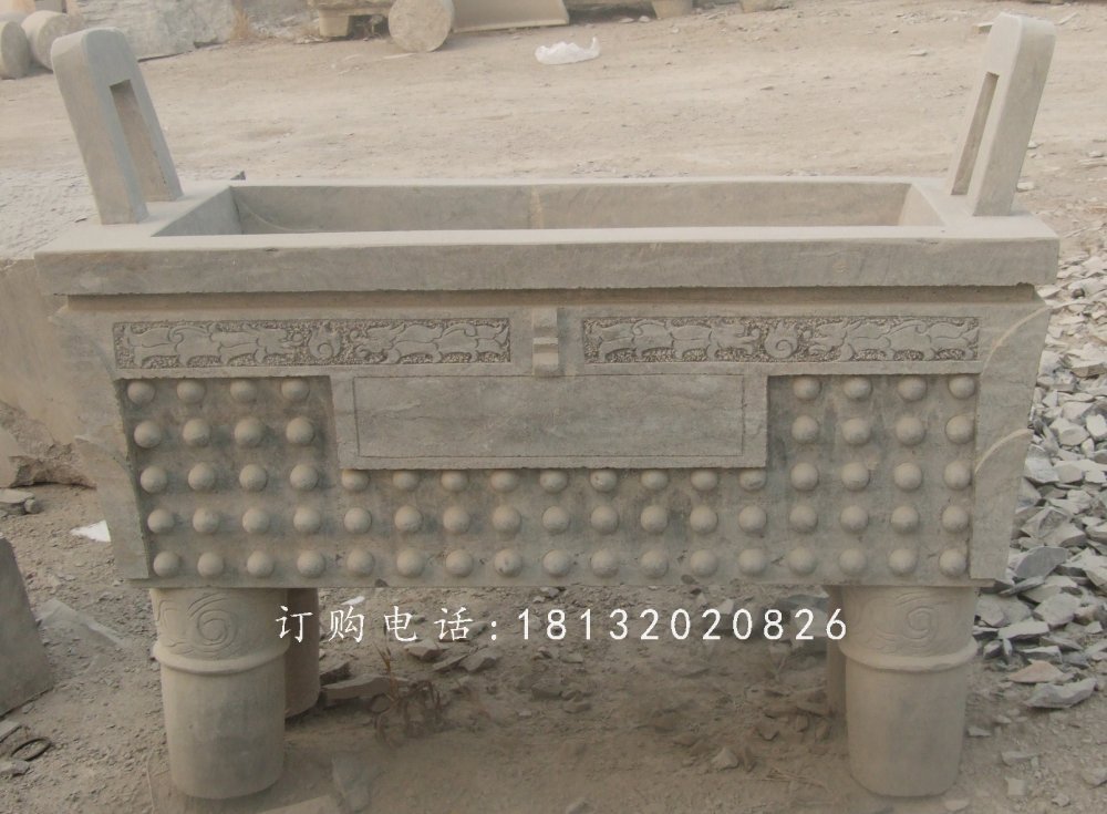 石雕鼎，四足石鼎，廣場鼎石雕 (2)