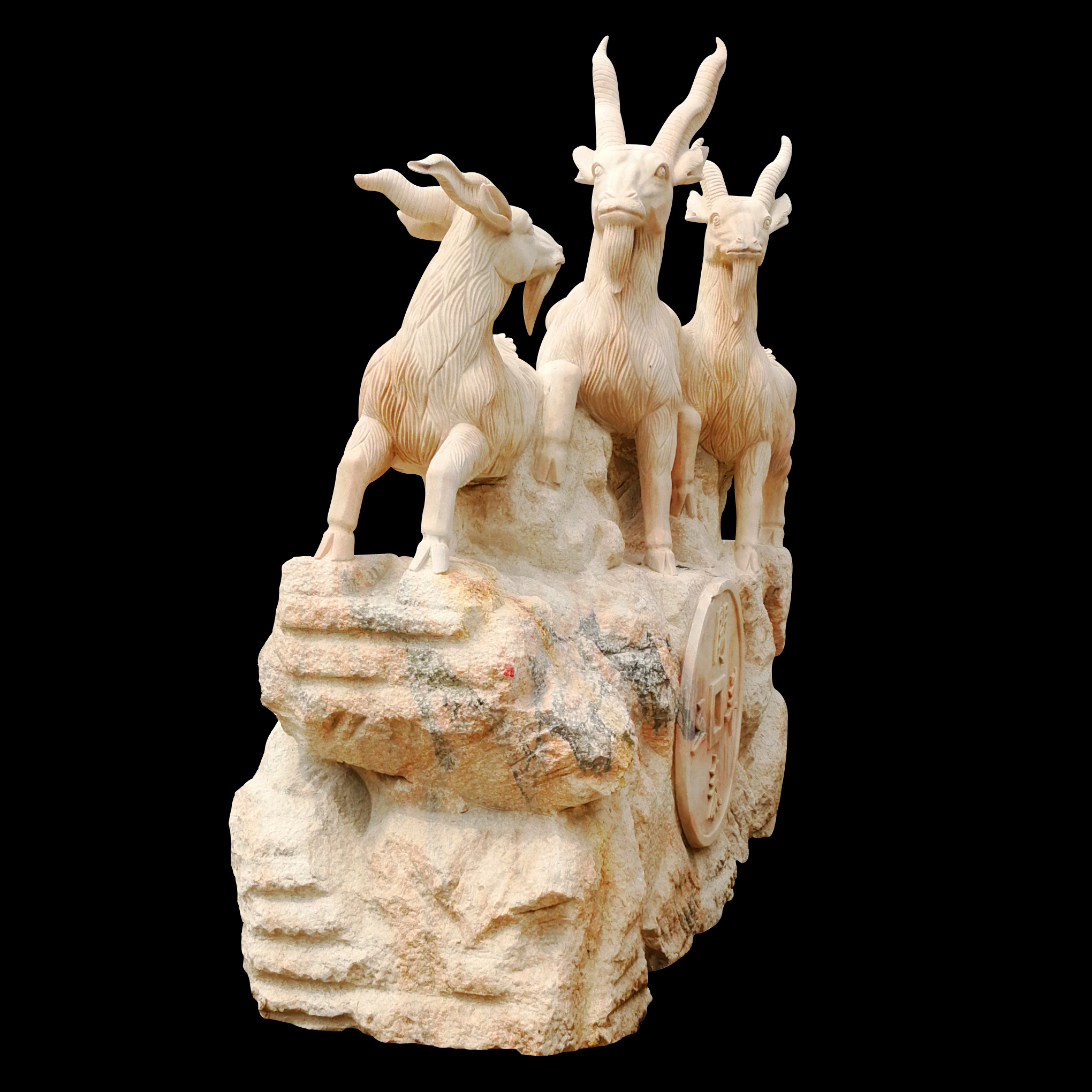 石雕三羊開(kāi)泰  晚霞紅三羊開(kāi)泰雕塑