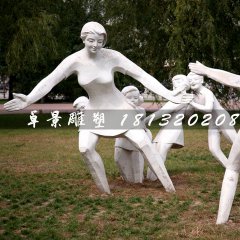 老鷹捉小雞石雕，公園小品石雕