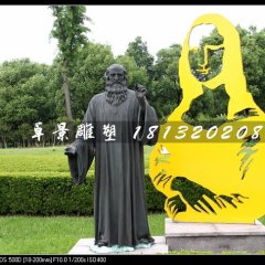 達芬奇銅雕，公園名人銅雕