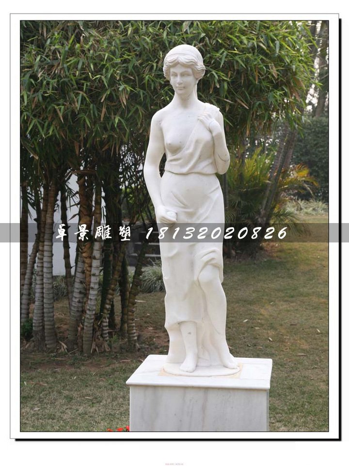 漢白玉美女石雕，公園人物雕塑