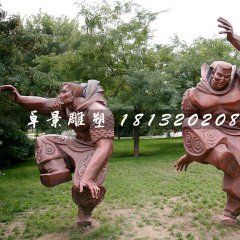 摔跤大漢銅雕，公園鍛銅人物雕塑