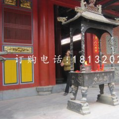 銅雕香爐，寺廟方形香爐銅雕