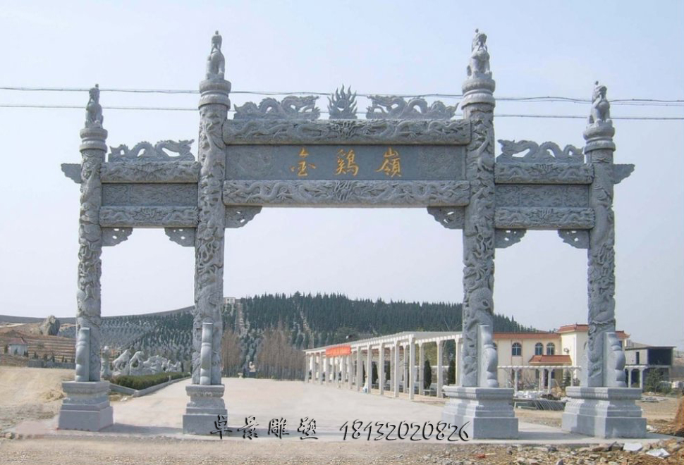 青石牌坊，三門(mén)牌坊石雕