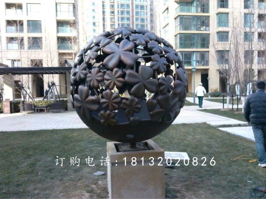銅雕鏤空球雕塑，公園景觀雕塑