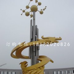 不銹鋼抽象龍雕塑大型企業雕塑