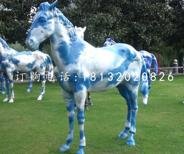 彩繪小馬雕塑玻璃鋼動(dòng)物雕塑