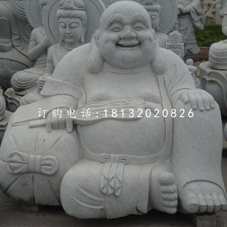 大理石布袋和尚，石雕彌勒佛