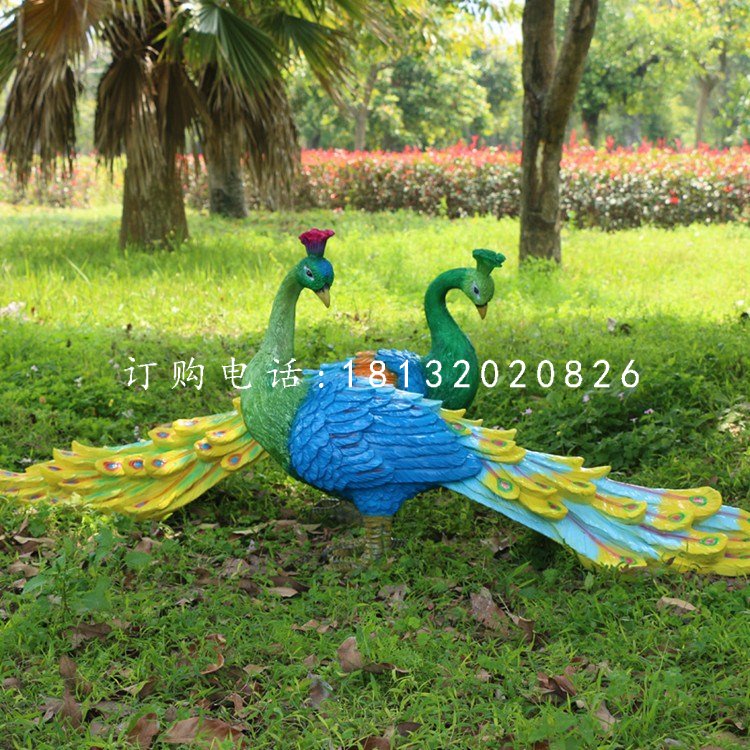 孔雀雕塑，公園仿真孔雀