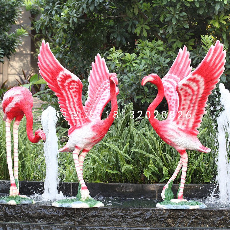 火烈鳥雕塑，玻璃鋼動物雕塑