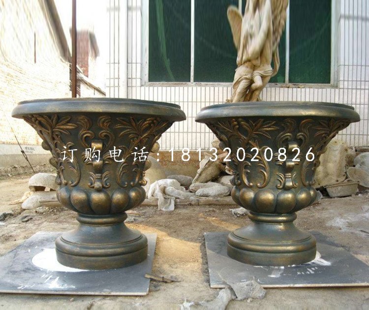 花盆雕塑，玻璃鋼仿銅雕塑