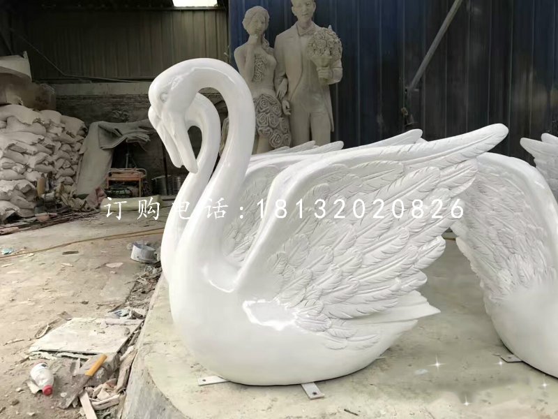 白天鵝雕塑，玻璃鋼動物雕塑