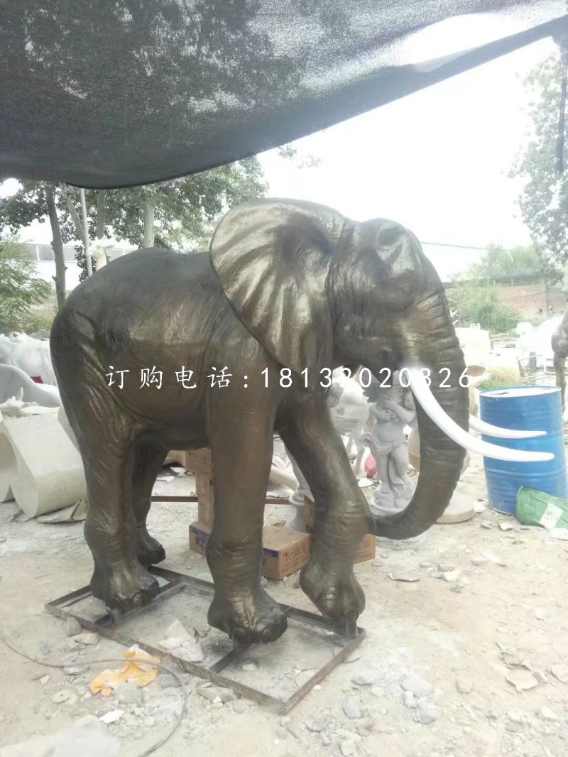 玻璃鋼仿銅大象雕塑,動(dòng)物雕塑