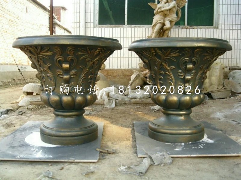 玻璃鋼花盆，仿銅歐式花盆