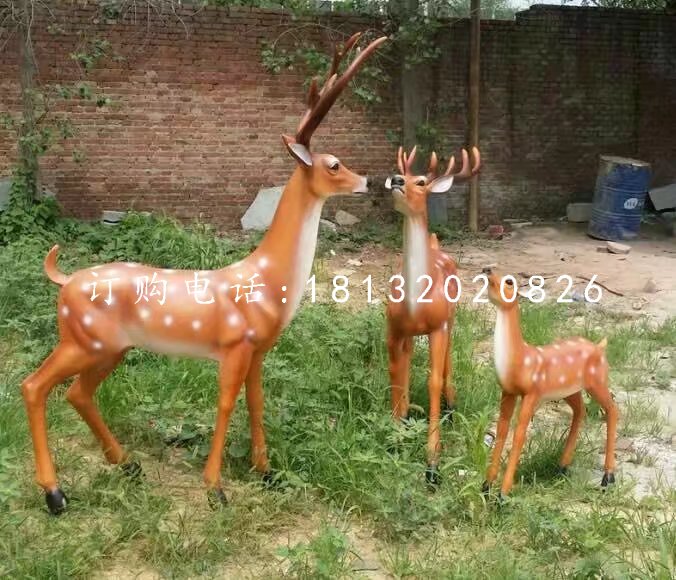 公園梅花鹿雕塑，玻璃鋼仿真動物