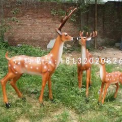 公園梅花鹿雕塑，玻璃鋼仿真動物