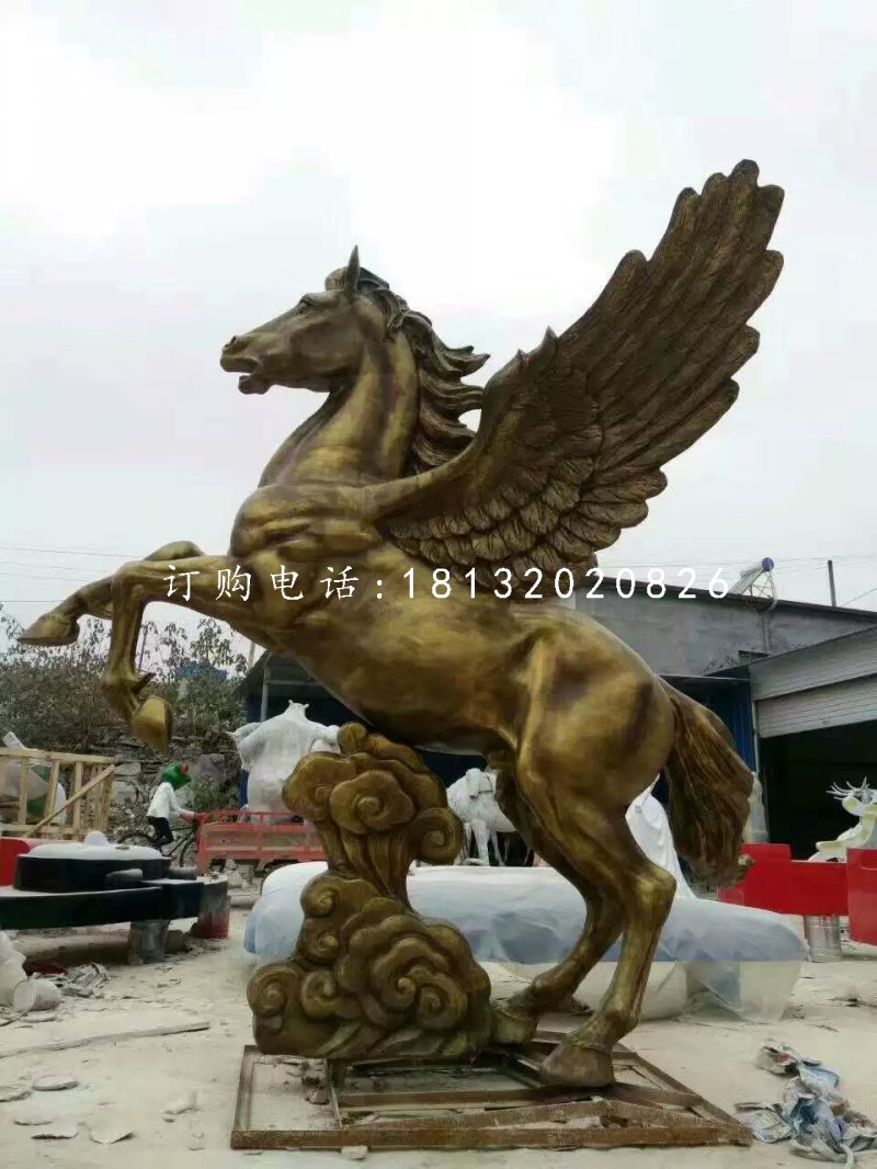 馬踏祥云雕塑，玻璃鋼仿銅飛馬