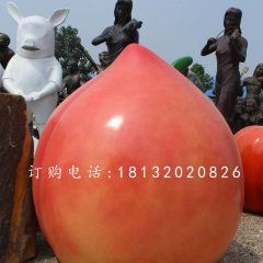 玻璃鋼桃子雕塑，仿真水果雕塑