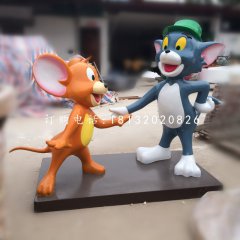 湯姆貓杰瑞鼠雕塑，卡通玻璃鋼雕塑