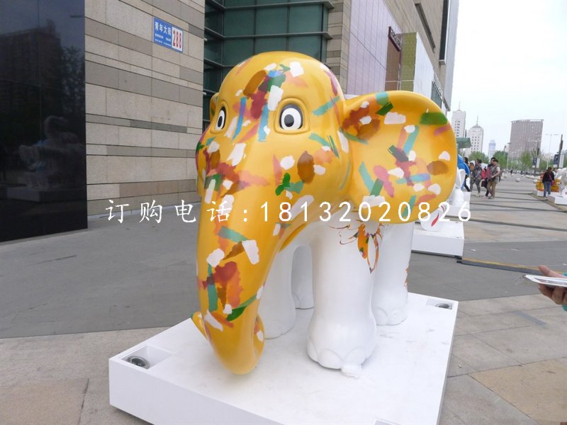 卡通動物擺件，玻璃鋼彩繪小象 (2)