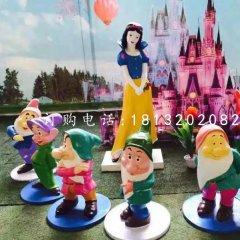 七個小矮人與白雪公主雕塑，卡通人物