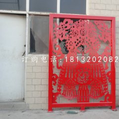 戲曲臉譜雕塑，不銹鋼剪紙雕塑