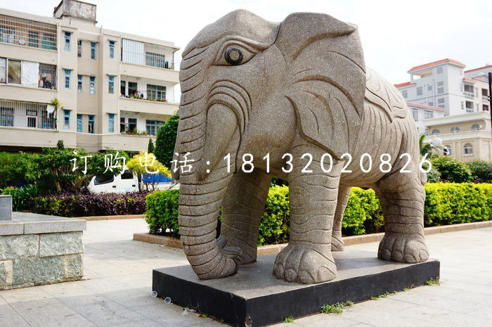 小區動物石雕，大象石雕
